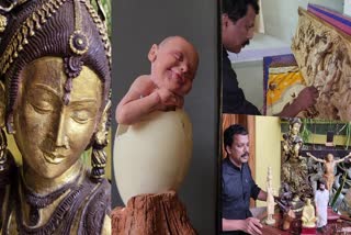 ഗജലക്ഷ്‌മി  ഇടുക്കി കട്ടപ്പന പുത്തൻപുരയ്‌ക്കൽ രാജേഷ്  ശിൽപ നിർമാണം  ഇടുക്കി വാർത്തകൾ  കൊത്തുപണി  ശിൽപം  Sculptures by Rajesh idukki  sculptor Rajesh idukki  Sculptures  idukki news