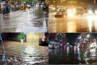 Heavy rain in Telangana capital Hyderabad  Heavy rain in Telangana  Heavy rain in Hyderabad  ರಾತ್ರೋರಾತ್ರಿ ಸುರಿದ ಧಾರಾಕಾರ ಮಳೆ  ಧಾರಾಕಾರ ಮಳೆಗೆ ಬೆಚ್ಚಿಬಿದ್ದ ಜನ  ಅನೇಕ ಪ್ರದೇಶಗಳು ಜಲಾವೃತ  ಹೈದರಾಬಾದ್​ನಲ್ಲಿ ವರುಣ ಮತ್ತೊಮ್ಮೆ ತನ್ನ ಪ್ರತಾಪ  ಮಳೆಯಿಂದ ನಗರದ ನಿವಾಸಿಗಳು ಬೆಚ್ಚಿಬಿದ್ದರು  ತೆಲಂಗಾಣ ರಾಜ್ಯ ರಾಜಧಾನಿಯಲ್ಲಿ ಮತ್ತೊಮ್ಮೆ ಧಾರಾಕಾರ ಮಳೆ  ನಿರಂತರವಾಗಿ ಸುರಿದ ಮಳೆ  ವಾಹನ ಸವಾರರು ಪರದಾಟ  ರಸ್ತೆಗೆ ಬಿದ್ದ ಮರಗಳು  ವಿದ್ಯುತ್ ಸ್ಪರ್ಶದಿಂದ ಕಾನ್ ಸ್ಟೆಬಲ್ ಸಾವು