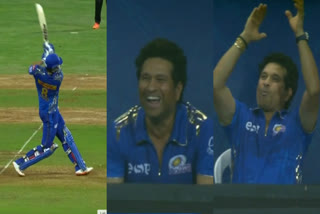 IPL 2023  MI vs RR  Mumbai Indians  Rajasthan Royals  Sachin Tendulkar  Tim David  sachin tendulkar expression on tim david batting  സച്ചിന്‍ ടെണ്ടുല്‍ക്കര്‍  ടിം ഡേവിഡ്  മുംബൈ ഇന്ത്യന്‍സ്  രാജസ്ഥാന്‍ റോയല്‍സ്  ഐപിഎല്‍  ഐപിഎല്‍ 2023