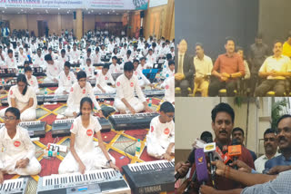445 musicians played keyboards in Chennai to raise awareness about child labour