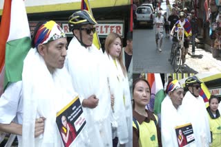 Tenzin Konchok cycle rally from Delhi to McLeodganj to protest against insult of Dalai Lama.