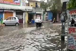 Roads filled with rain water in Palwal