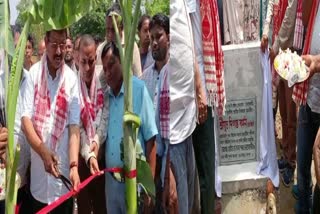 Foundation stone laying of road in Barkhetri