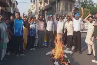 Burnt effigy of Brij Bhushan in Gurdaspur