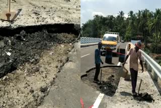 Ottapalam approach Road damage  ഒറ്റപ്പാലത്ത് അപ്രോച്ച് റോഡ് തകർന്നു  പ്രതിഷേധം  അപ്രോച്ച് റോഡ് തകർന്നു  കുതിരവഴി  നെല്ലിക്കുറുശ്ശി  റോഡ് റോളര്‍  പാലക്കാട് വാര്‍ത്തകള്‍  പാലക്കാട് ജില്ല വാര്‍ത്തകള്‍  പാലക്കാട് പുതിയ വാര്‍ത്തകള്‍