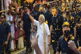 Prime Minister Narendra Modi at a roadshow