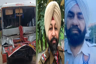 Truck hit a parked bus, two police personnel were killed in the accident, 4 army personnel were injured.