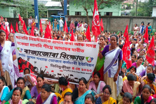 Mid Day Meal workers protest in Tinsukia