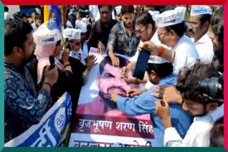 AAP Protest Against Brijbhushan Sing