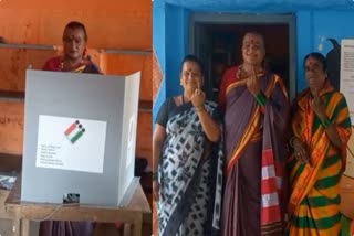 Manjamma Jogati voted at Vijayanagara