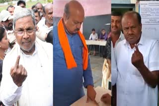 Politicians cast their vote in their Constituency