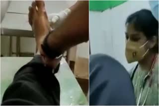 Dr Vandana Das  Vandana Das examining accused Sandeep  accused Sandeep hospital visual  Kottarakkara Taluk Hospital  വനിത ഡോക്‌ടറുടെ മരണം  ഡോ വന്ദന ദാസ്  സന്ദീപിനെ പരിശോധിക്കുന്നതിന്‍റെ ദൃശ്യം  കൊട്ടാരക്കര താലൂക്ക് ആശുപത്രി