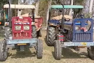 tractor trolley seized For illegal Soil Mining