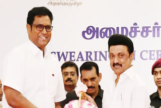 TAMIL NADU CABINET RESHUFFLE TRB RAJAA SWORN IN AS MINISTER PTR MOVED TO IT MINISTRY
