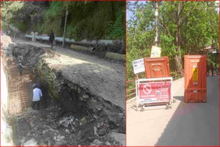 IGMC Sanjauli road block for traffic in Shimla.