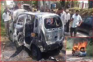 Car caught fire in Sundernagar.