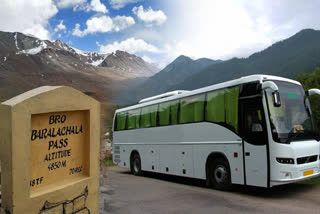 Travel from Atal Tunnel to Baralacha Pass in luxury bus in Lahaul Spiti.