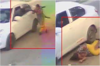 മോഷണശ്രമം  trying to snatch the chain from the car  tamilnadu robbery attempt  robbery attempt viral video  robbery  മാല പൊട്ടിക്കാൻ ശ്രമം  മാല പൊട്ടിക്കുന്ന സിസിടിവി ദൃശ്യങ്ങൾ  തമിഴ്‌നാട് മോഷണം