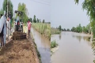 Hundreds of acres of land filled with water due to rupture in Mansa Rajbahe, farmers demanded compensation