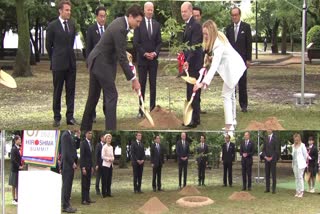 G7 leaders take part in sapling planting at Hiroshima Peace Memorial Park