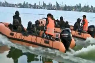 JAMMU KASHMIR CRPF COMMANDOS CONDUCT SPECIAL DRILL IN DAL LAKE AHEAD OF G20 SUMMIT