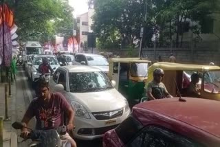 Traffic jam on major roads of city