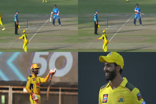 David Warner  Ravindra Jadeja  david warner imitating sword celebration  David Warner and Ravindra Jadeja Viral Video  David Warner and Ravindra Jadeja  IPL 2023  IPL  DC vs CSK  Chennai super kings  Delhi Capitals  ഡേവിഡ് വാര്‍ണര്‍  ഡേവിഡ് വാര്‍ണര്‍ വൈറല്‍ വീഡിയോ  വാര്‍ണര്‍ ജഡേജ വൈറല്‍ വീഡിയോ  ചെന്നൈ സൂപ്പര്‍ കിങ്‌സ്  ഡല്‍ഹി ക്യാപിറ്റല്‍സ്