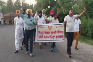 Protest march against government by employees for restoration of old pension