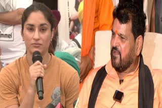 Wrestler Vinesh Phogat  Vinesh Phogat reply to Brij Bhushan Singh  Brij Bhushan Singh on narco test  narco test  Wrestler  WFI chief Brij Bhushan Singh  ready for narco test and should be done live  ഞങ്ങള്‍ എല്ലാവരും തയ്യാര്‍  നുണപരിശോധന തത്സമയം വേണം  ബ്രിജ്‌ ഭൂഷന്‍റെ വെല്ലുവിളി ഏറ്റെടുത്ത്  ഗുസ്‌തി താരങ്ങള്‍  ഗുസ്‌തി  നുണപരിശോധന  ഭജ്‌രംഗ് പുനിയ  വിനേഷ് ഫോഗട്ട്  റസ്‌ലിങ് ഫെഡറേഷന്‍ ഓഫ് ഇന്ത്യ  ബ്രിജ്‌ ഭൂഷണ്‍  ബ്രിജ്‌ ഭൂഷണ്‍ സിങിന്‍റെ വെല്ലുവിളി