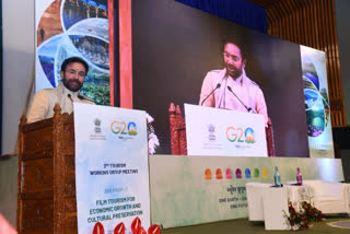 Union minister G. Kishan Reddy speaking at an event in Srinagar