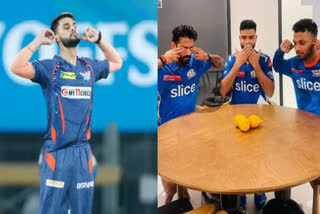 MUMBAI INDIANS PLAYERS TROLLED NAVEEN UL HAQ BY POSING WITH MANGOES LSG AND RR ALSO POST A FUNNY TWEET