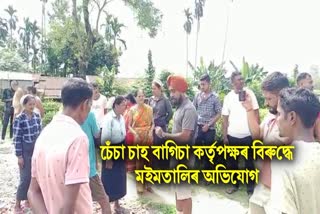 Public protest at Sesa tea estate in Dibrugarh