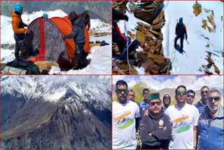 Nimas Mountaineer of hoisted tricolour on Himachal highest peak Reo Purgyil in Kinnaur.