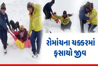 sdrf-rescues-sachin-resident-of-vrindavan-up-stranded-on-mount-sumeru-in-kedarnath