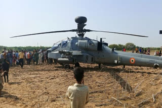 IAF Apache fighter helicopter emergency landing at MP's Bhind, pilots safe