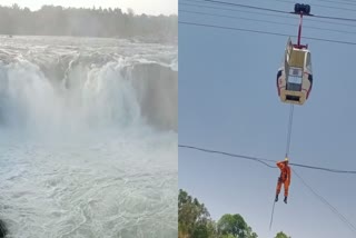 bhedaghat ropeway stuck at 90 feet