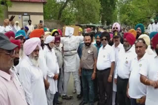 Sanyukt jawan morcha Punjab staged a demonstration in Bathinda