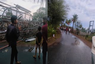 bsnl tower fell due to strong storm in shivpuri