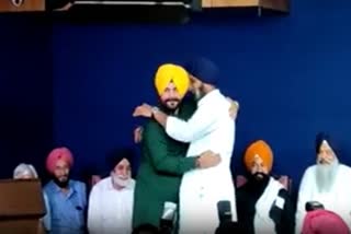 Bikram Singh Majithia share warm hug at all-party meet in Punjab's Jalandhar