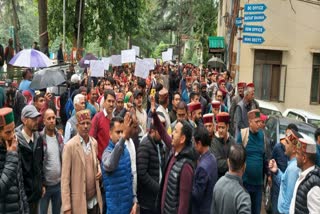 Villagers protest against Bijli Mahadev Ropeway in Kullu.