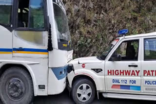 Bus collided with police patrolling vehicle