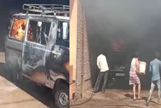 Car caught Fire while Gas refilling in Jhalawar