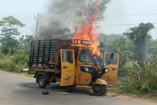 Auto burning on the road