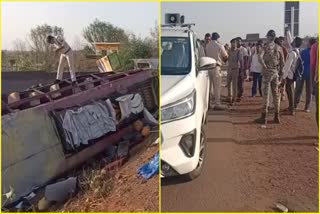 Bus full of children overturned in Shivpuri