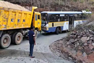 Traffic Jam Due to Sand Lorry: