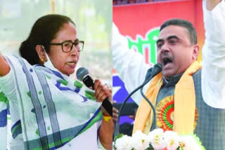 Bengal CM Mamata Banerjee and right BJP leader Suvendu Adhikari