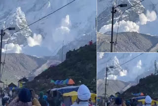 AVALANCHE HAPPENED IN THE HILLS BEHIND THE TEMPLE IN KEDARNATH DHAM