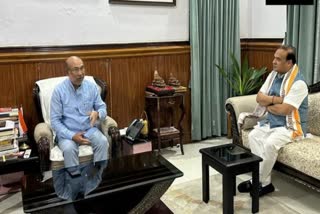 Assam CM Himanta Biswa Sarma meets Manipur CM N Biren Singh in Manipur today