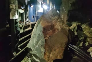 Huge rock fell on train tracks