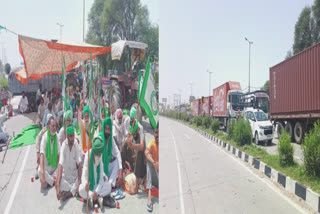 Farmers blocked the main road in Bathinda